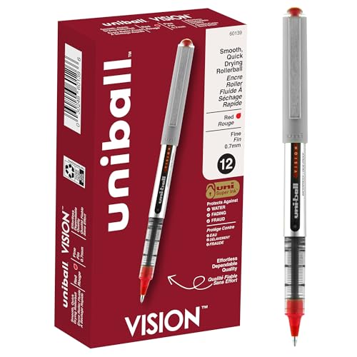 Image of uni-ball uniball Vision Rollerball Pens with 0.7mm Fine Point, Red, 12 Count