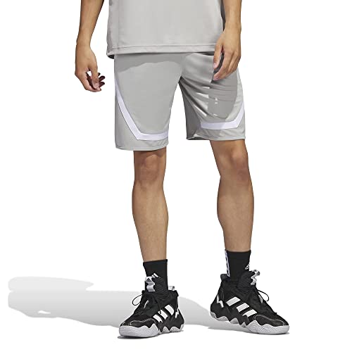 Adidas Mens Pro Block Shorts Metal Grey/White Medium