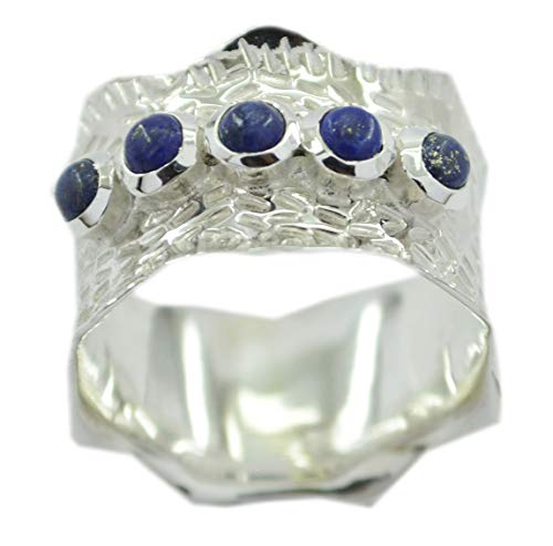 Bague en argent 925 et pierre lapis-lazuli bleu véritable pour femme et homme