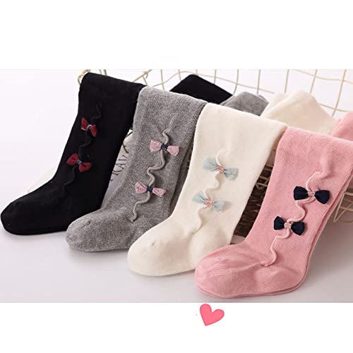 ccgo Baby Girls Tights Toddler Girls Leggings Infant Bowknot Soft Knit Stockings Newborn Tight Seamless (M(12-24 Months), White&Black&Grey&Pink(4 pack))
