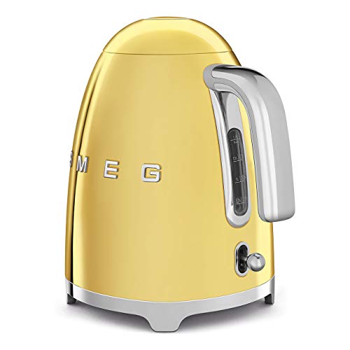 Smeg Klf03Gous 50'S Retro Style Aesthetic Electric Kettle With Embossed Logo, Gold #TOP5