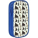 ゴリラ サル チンパンジー 筆箱 シンプル ペンケース おしゃれ 大容量 二階建て 多機能 かわいい 男の子 女の子 小学生 中学生 高校生 人気 プレゼント Blue X5b