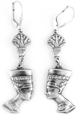 Egyptian Jewelry Silver Queen Nefertiti Earrings