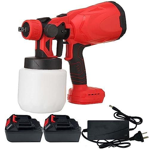 Bezprzewodowy pistolet do malowania pod wysokim ciśnieniem, elektryczny pistolet do malowania o mocy 850 W z 4 dyszami i 2 akumulatorami, pojemnik na farbę 700 ml, przenośny automatyczny pistolet