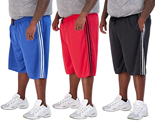 Image of Real Essentials Men's Big & Tall 3-Pack Dry Fit & Mesh Active Athletic Perfomance Shorts (3X-5X)
