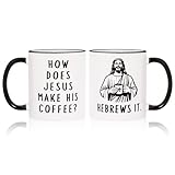 Shqiueos Funny Christian Gifts for Women Men – Jesus He Brews It Coffee Mug 11oz, Religious Humor Gift...