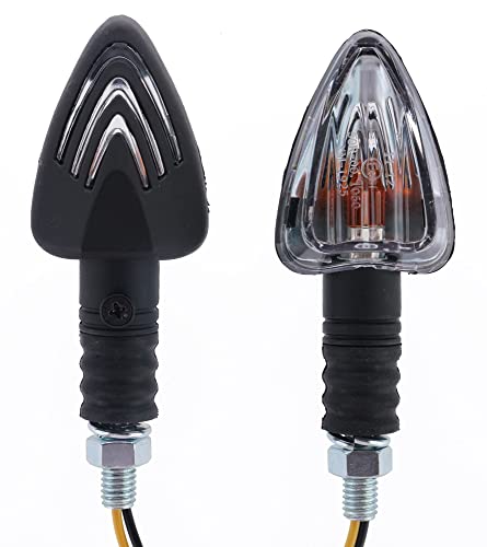 BIKE IT Motorcycle Motorbike Mini Arrow Indicators Turn Signal Lights Amber Bulbs E-Marked (Black)