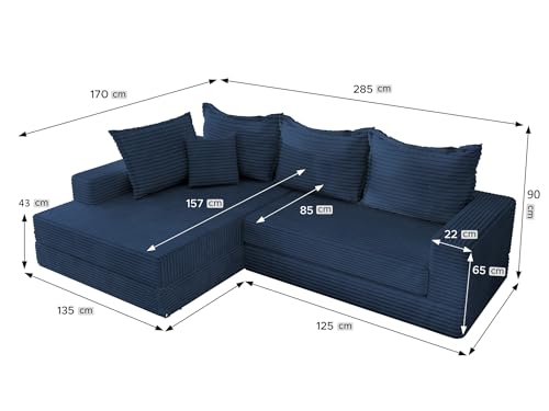 Fun Möbel Ecksofa Couchgarnitur Sofa Oskar (Grau, Seite Rechts) – Bild 3