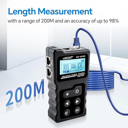 noyafa nf-8209 network cable tester ethernet cable wire tester with poe amp ncv for cat5cat6 wire tracer length test rj45 network tester kit for cable tracer telephone line finder home repair