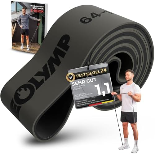 NEOLYMP Resistance Bands aus doppelbeschichtetem Naturlatex mit Fitness E-Book - Lange Fitnessbänder für Krafttraining, Widerstandsbänder, Klimmzugbänder