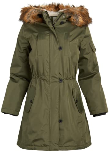 URBAN REPUBLIC Women's Winter Jacket - Heavyweight Water Resistant Expedition Faux-Fur Lined Parka Jacket, Size Small, Pine