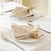 17x17 Beige Elephant Cloth Napkins Set of 6 Washable Boho Decor | Love bohemian style? These 17x17 washable beige elephant pattern napkins bring an exotic, chic vibe to daily meals.