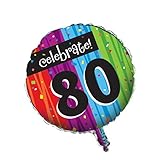 Creative Converting Party Decoration Round Metallic Balloon, Milestone Celebrations 80th