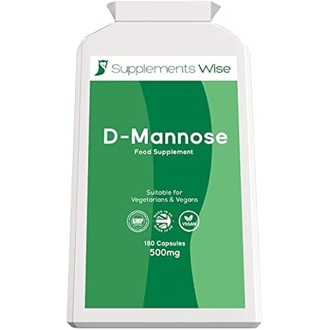 D-Mannose Capsules - 500mg x 180 - Cystitis Treatment for Women and Men - Urinary Tract, UTI and Bladder Support - 1500mg Dmannose Powder Per Serving - D Mannose for UTI and Water Infection Relief Cover