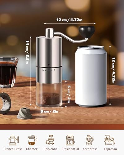 image for Rsoilch Manual Coffee Grinder With Ceramics Burr For Espresso,French P