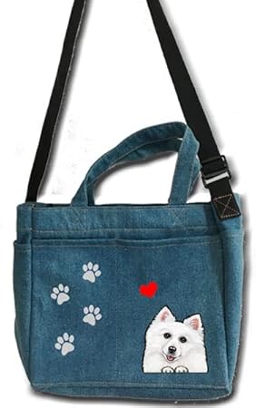 Amazon Co Jp デニムショルダーバッグ 犬 かばん お散歩バッグ スピッツ 2 キャンバス雑貨グッズ犬トートバッグ ペット用品