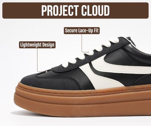 Image of Project Cloud Platform Sneakers for Women Footwear - Memory Foam Insole Womens Shoes, Lightweight and Non-Slip Sole Lace Up Fashion Sneakers for Women 2026 (Volley)