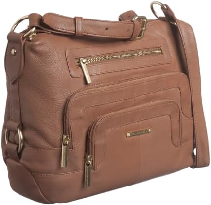 Stone Mountain Handbags Hampton Essex Crescent Hobo, Top Grain Leather, Gold Hardware, 10 Pockets, Adjustable Strap