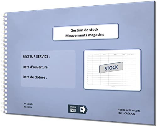 Cahier de Gestion de Stock A4 – Registre Inventaire Spirale 80 Pages – Suivi Entrées/Sorties Produits – Idéal Commerce, Restaurant, PME