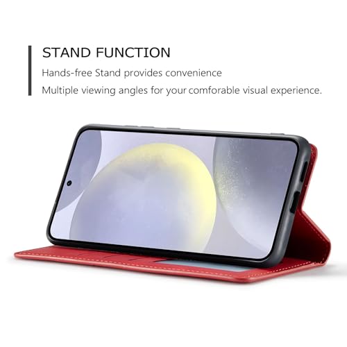 Portefeuille conque Samsung Galaxy S25 Plus rouge antichoc à rabat