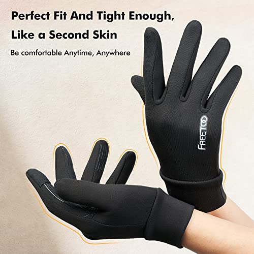 Freetoo Lightweight Running Gloves 2022 Newest, Flexible Touchscreen Winter Gloves Liners For Men Women - Thin Cold Weather Warm Gloves For Driving Cycling ＆ Sporting, 5 Sizes Black #TOP6