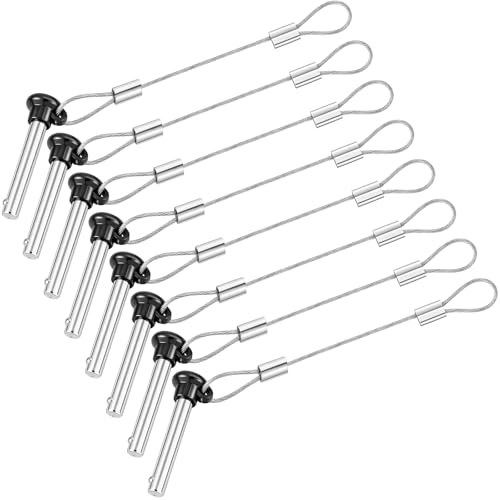Otoolling 8 Pcs Boat Bimini Top Pins 3/16 Inch Black Quick Release Pull Pins Stainless Steel with Lanyard for Boat Bimini Top Ball Socket Deck Hinges and Marine Hardware