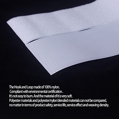 Huayy 2 Inches Width 4.5 Yards Length,Sew On Hook And Loop Style,Non-Adhesive Nylon Strips Fabric,White (2 In X 4.5 Yd) #TOP2