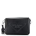 Prada, Pre-Loved Triangle Logo Flap Crossbody Bag Embossed Saffiano Leather Small, Black