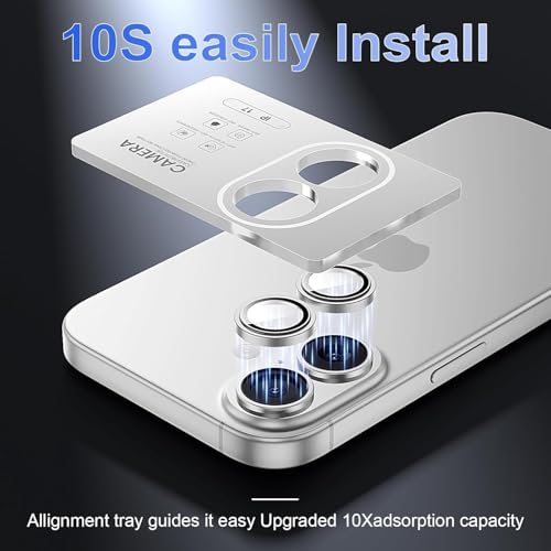 Image of Choiche Camera Lens Protector Compatible for iPhone 17 (Silver) - 9H Tempered Glass Camera Cover, HD Clear Anti-Scratch Screen Protector with Metal Ring Decoration, Case Friendly, Night Shot Safe