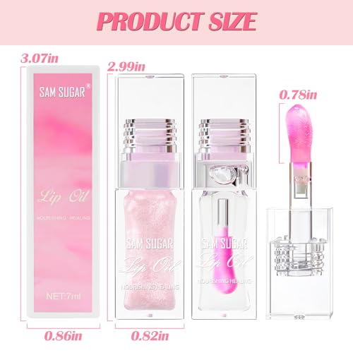 Prreal 2PCS Color Changing Lip Oil, Shimmer Lip Glow Oil with Big Brush, Hydrating Temperature Color Change Lip Gloss Lip Balm, Long-Lasting Lip Oil Tinted for Lip Care(01+02) - Image 8
