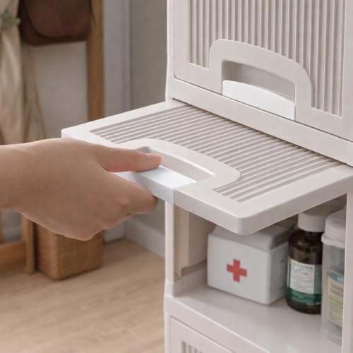 Image of Jefa Plastic Modular Drawer Storage Chest of Drawers Organizer Storage Box, Large Stomo Racks for Multipurpose Anti-Slip Shoes Organizers (white, 5)