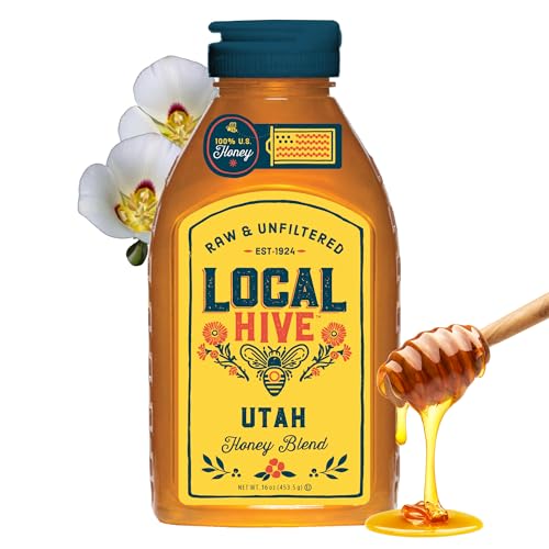 Local Hive Utah Raw & Unfiltered – 16 oz | 100% Pure U.S. Honey | Natural Sweetener Sourced from American Bees & Beekeepers | Light Floral Flavor | Ideal for Tea, Baking & Cooking