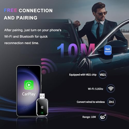 Image of Wireless carplay Adapt for iPhone(IOS10+).Phone-Car Connectivity.Wired to Wireless Smart car Machine Interconnection abox. Mini Size with Extended USB-A and Type-C