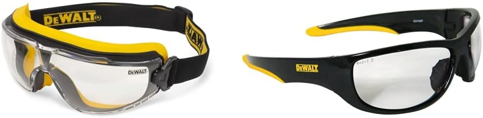 DEWALT Safety Goggles, Clear, Anti-Fog, DPG84 - Insulator & DPG94-1D Dominator SAFETY Glasses, Clear Lens