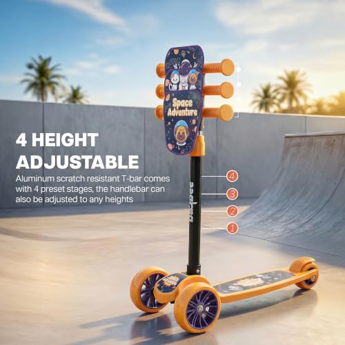 Image of Baybee Trickster Baby Kick Scooter for Kids | Foldable 3 Wheel Kids Scooter with 4 Height Adjustable & Foot Brake | Runner Scooters with Magic Board | Skate Scooter for 2+ Years Boy Girl (Yellow)