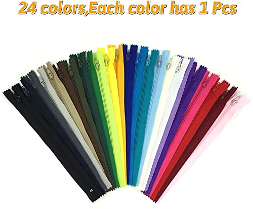 Miniatura 2 de Doitem 24pcs 25cm 10 Pulgadas Cremalleras De Nylon Multicolor De La Bobina Para Coser Y Artes 24 Colores