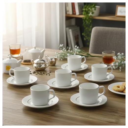 Femora Indian Ceramic Cup & Saucer (Vertical Bar) 200 ml White