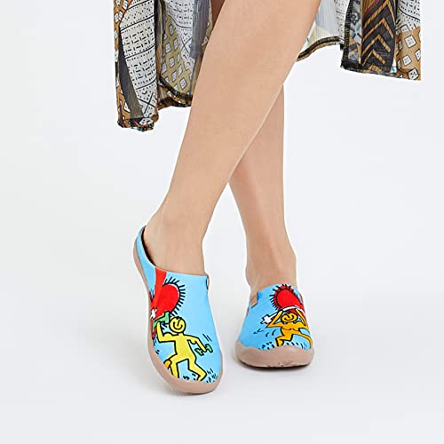 Image of UIN Slipper Woman Travel Art Painted Shoes Wide Toe Casual Home Slip On Mules Malaga