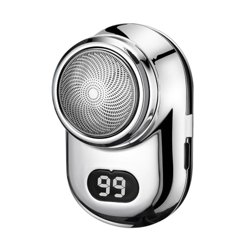 Mini afeitadora eléctrica con espejo retrovisor, afeitadora portátil USB con pantalla digital, afeitadora en seco y húmedo para hombre y mujer