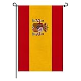Spain Garden Flags Small Spanish Flag 12x18 Inch Double-Sided Burlap Flag for Outdoor Yard, Porch & Patio Decoration (Spain)