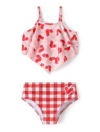 Image of Disney Frozen Elsa Stitch Moana Toddler Girls Two Pieces Ruffle Strap Bikini Top and Bottom Set Beach Swimsuit