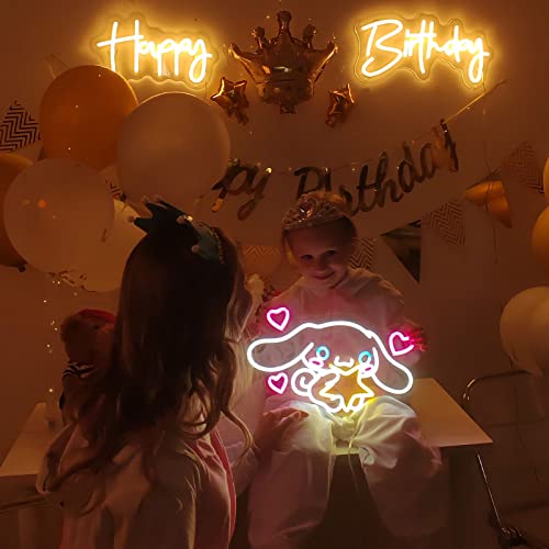 Cinnamoroll Neon Sign Anime Light, 3D Wall Art Cute Led Neon For Bedroom Game Room Apartment, Japanese Cartoon Character Dog Image Adorable Home Decor Night Lamp Personalized Gift For Her Kids - 15" #TOP2