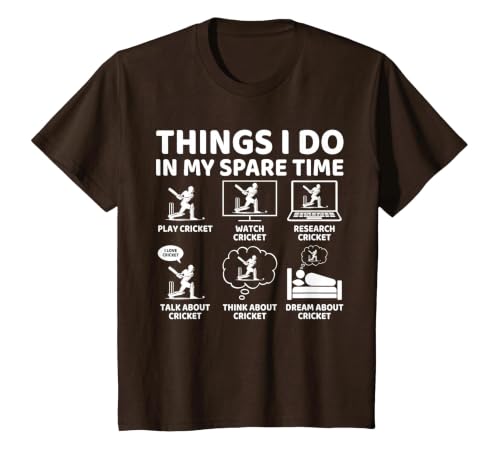 Things I Do in My Spare Time Funny Cricket Lover and Player T-Shirt, Youth, Brown, 4T