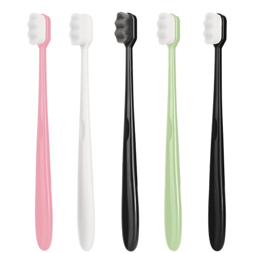 WLLHYF 5 spazzolini da denti con setole ultra morbide, spazzolini manuali extra morbidi con 20000 micro setole nano per donne incinte e sensibili alla recessione