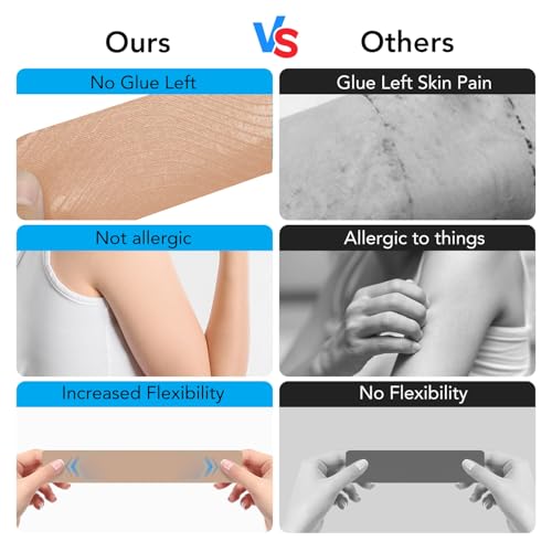 Precut Kinesiology Tape for Knees 12 Pcs, Knee Tape for Knee Pain Relief Pre Cut - Brace & Elastic Supports - Waterproof & Breathable Hypoallergenic Latex - Athletic Tape Beige by KISSTY - Image 7