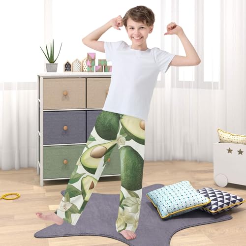 ZZXXB Avocado Flowers Boys Long Pants Soft Trousers Elastic Waist Kids Lounge Bottoms with Pockets S-XL 5
