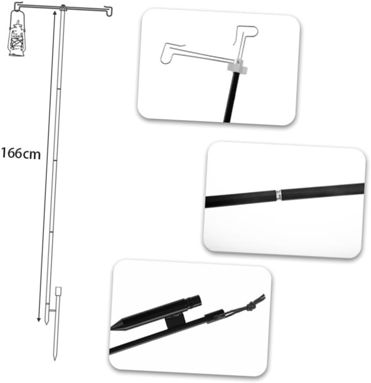 SUPVOX Outdoor Camping Lamp Stand with Hooks Lightweight Aluminium Alloy Lantern Holder for Fishing Hiking and Tent Use Portable and Durable for Outdoor Adventures