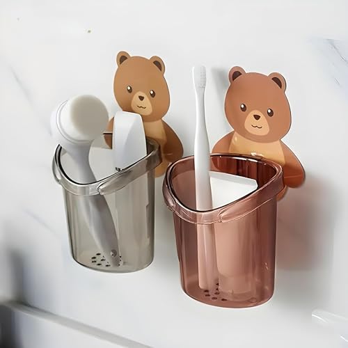 Image of Boniry Plastic Toothbrush Holders for Bathroom - Durable and Sturdy Brush Holder, Multipurpose Brush Holder for Bathroom Wall - Perfect for Home Use 3 Pcs (Multicolor)