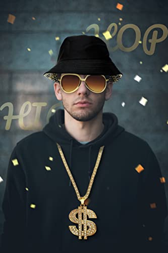 Fraiieon 90s Hip Hop 80s Costumes for Men/Boys/Kids Rapper Themed Party Outfits Accessories2