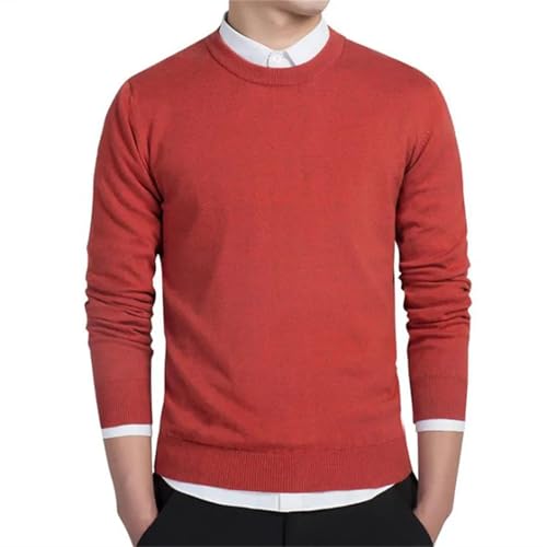 Mens Solid Long Sleeve Pullovers 100 Percent Cotton O-Neck Plus Sweaters Spring Fall Casual Polos Jersey3
